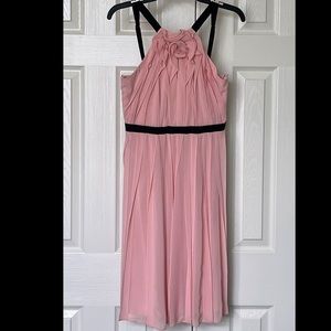 BCBG Bianca Soft Petal Sleeveless Pink Pleated Ruffle Knee Length Dress Size 6